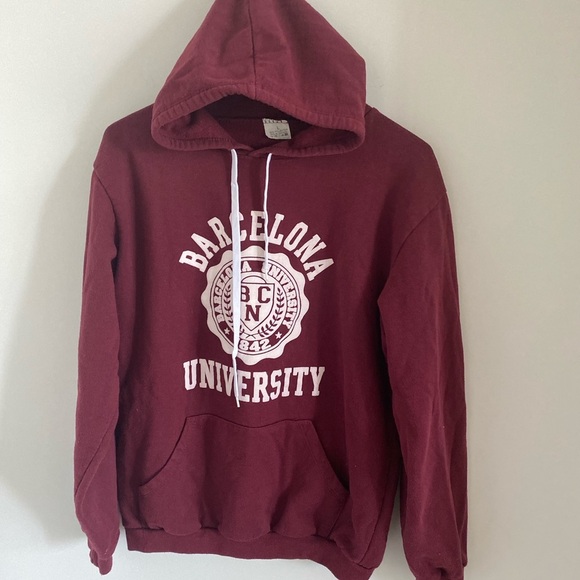 Barcelona University Men Women Hoodie Burgundy Colour Excellent condition Size L - Picture 1 of 6